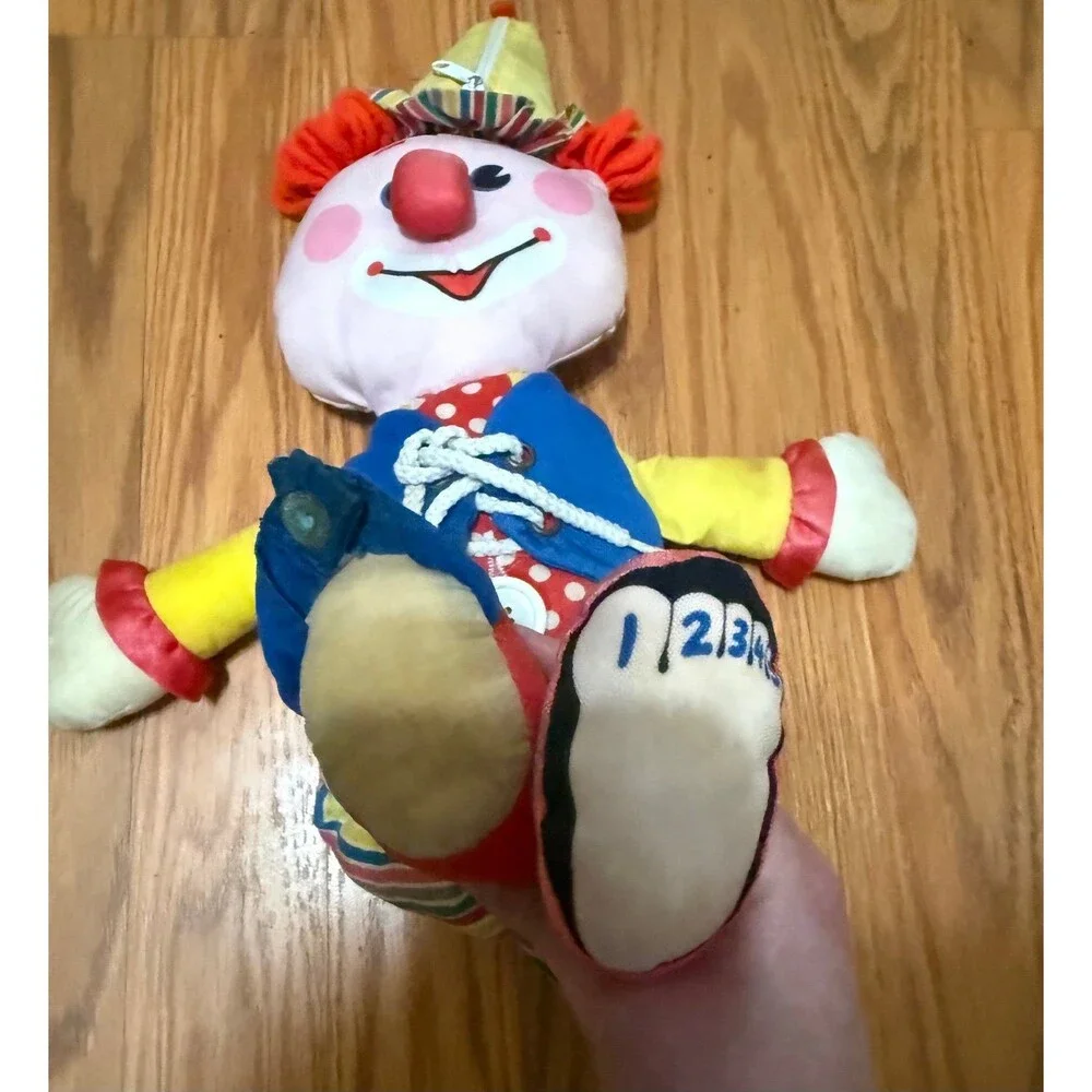 Fisher Price Vintage Clown Plush 1984 Learn To Dress Button Snap Tie Zip Toy